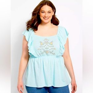 Lane Bryant - Sleeveless Ruffle Strap Square Neck